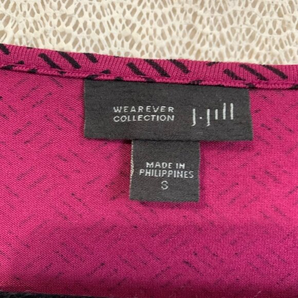 J.Jill Wearever Womens Geometric Tunic Top Size Small Purple Slit Side V-Neck - Picture 5 of 8